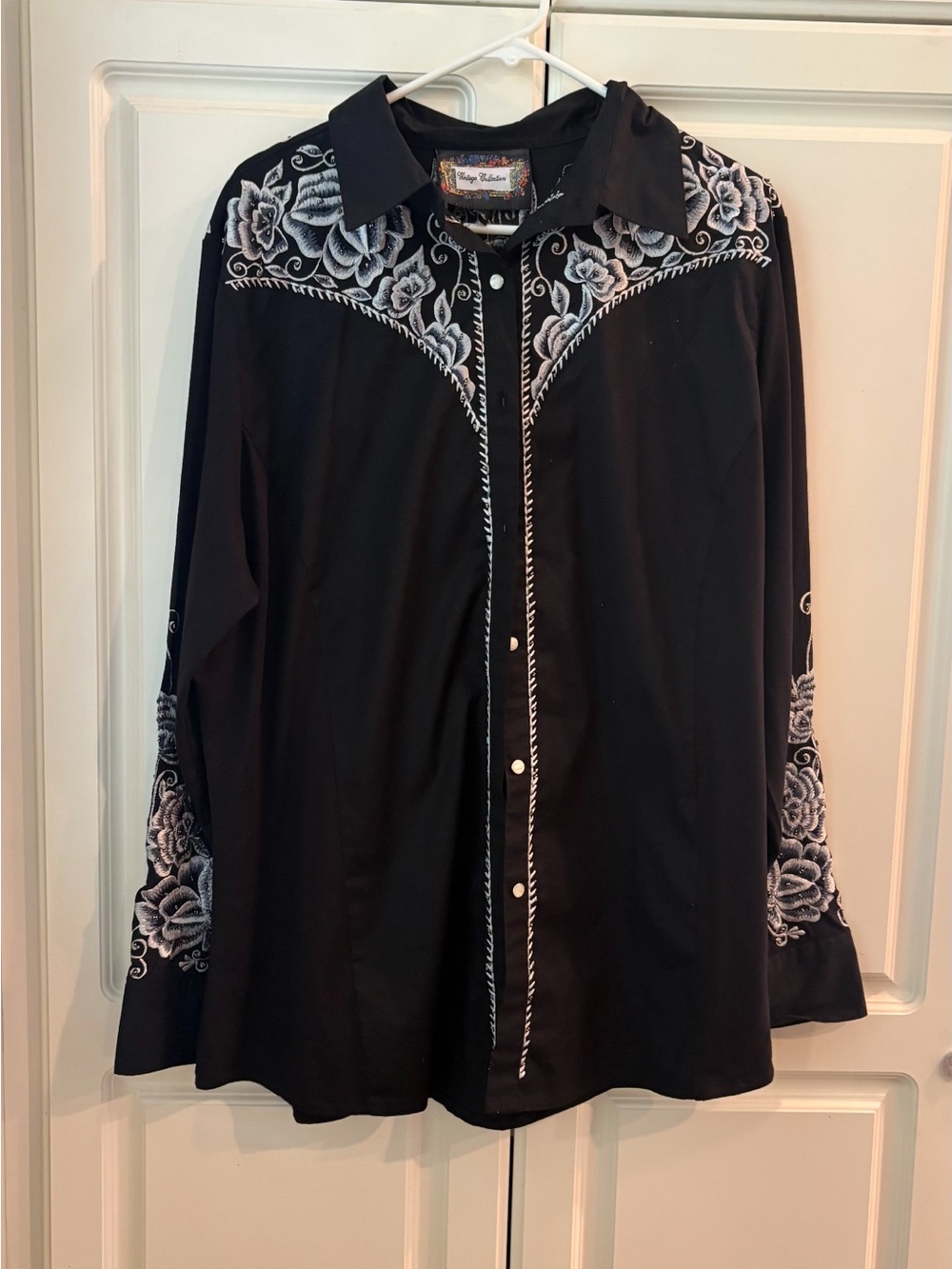 Black Western Embroidered Button-Up Shirt